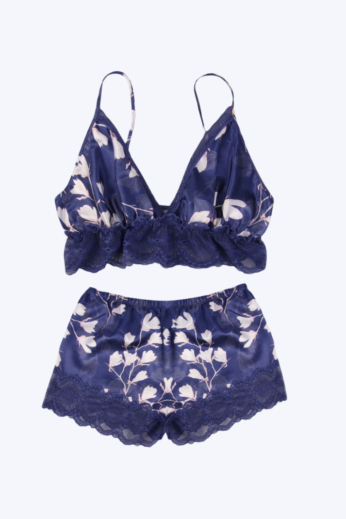 France Love Pajama Set with Heart Print Shorts