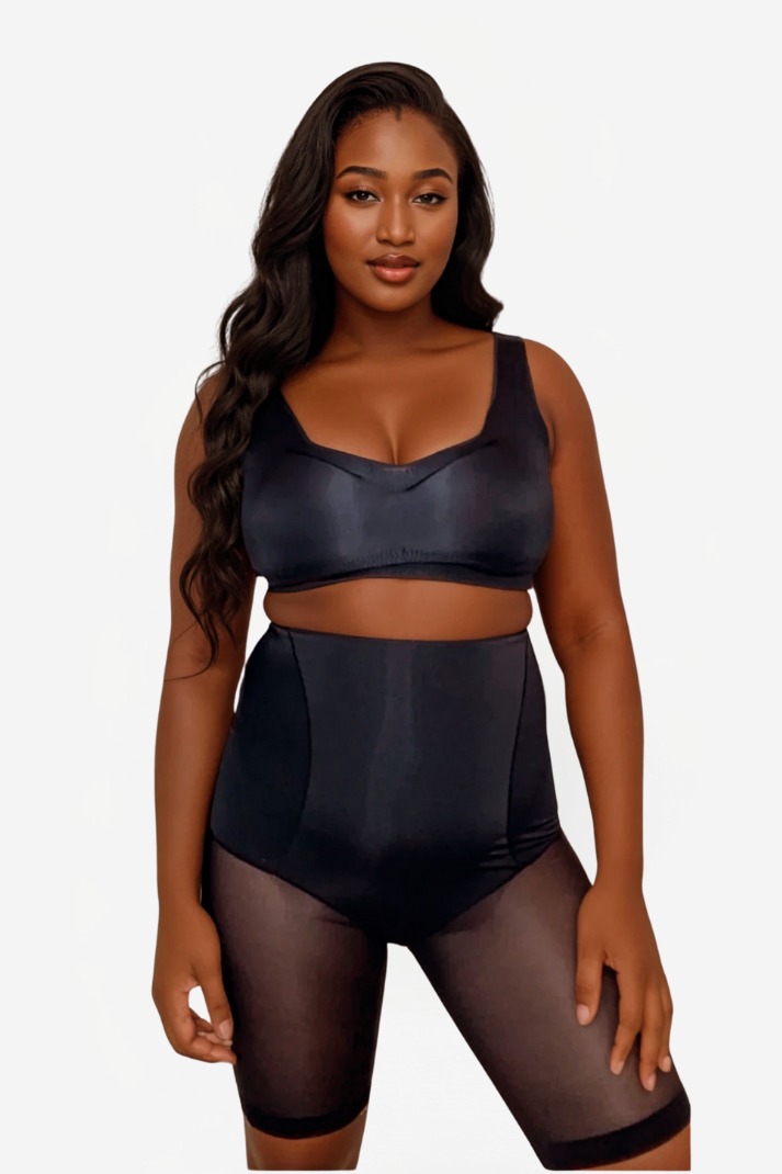 High-waisted tummy and thigh shaping shorts