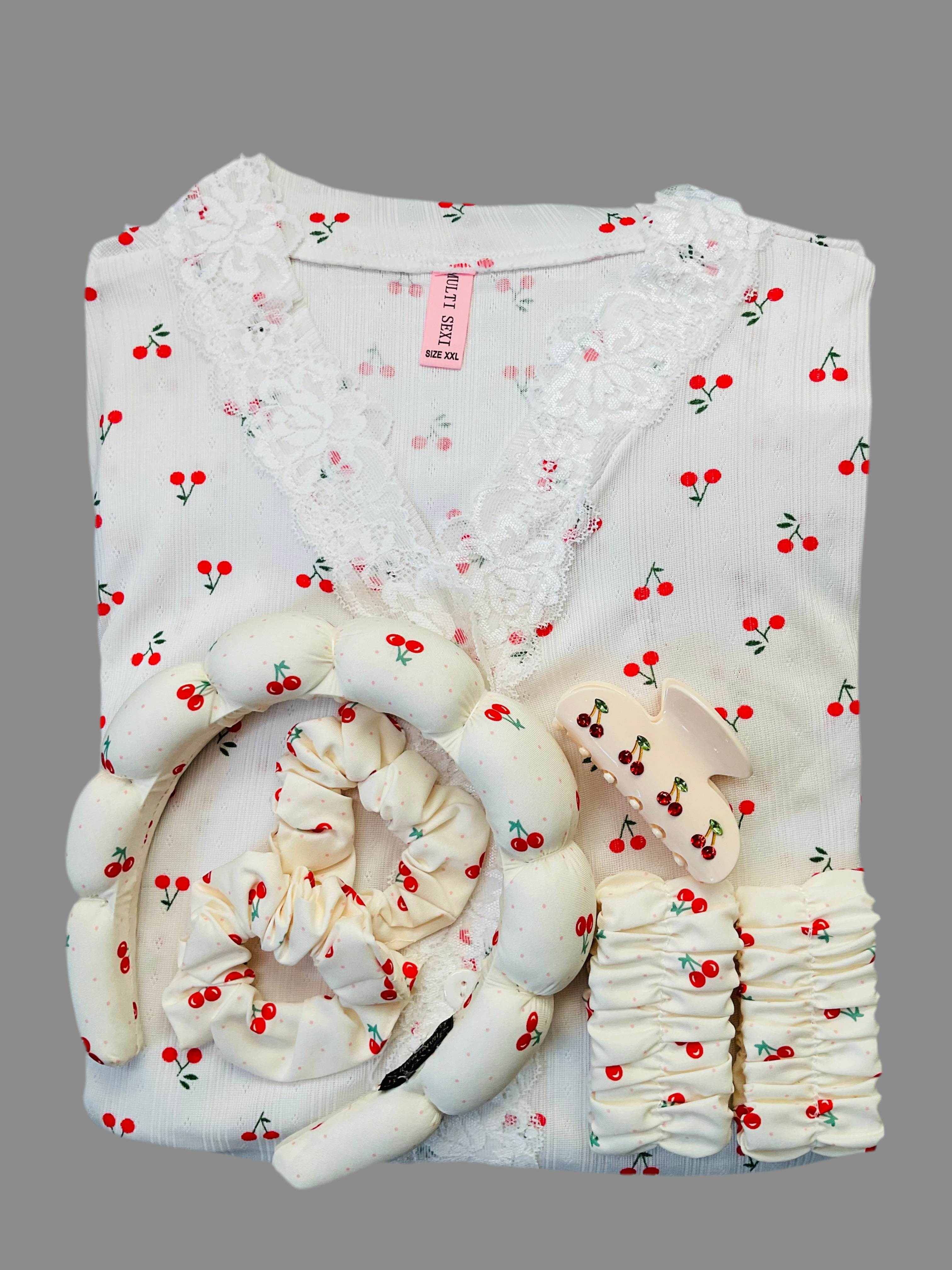 Coffret premium pyjama imprimé cerise