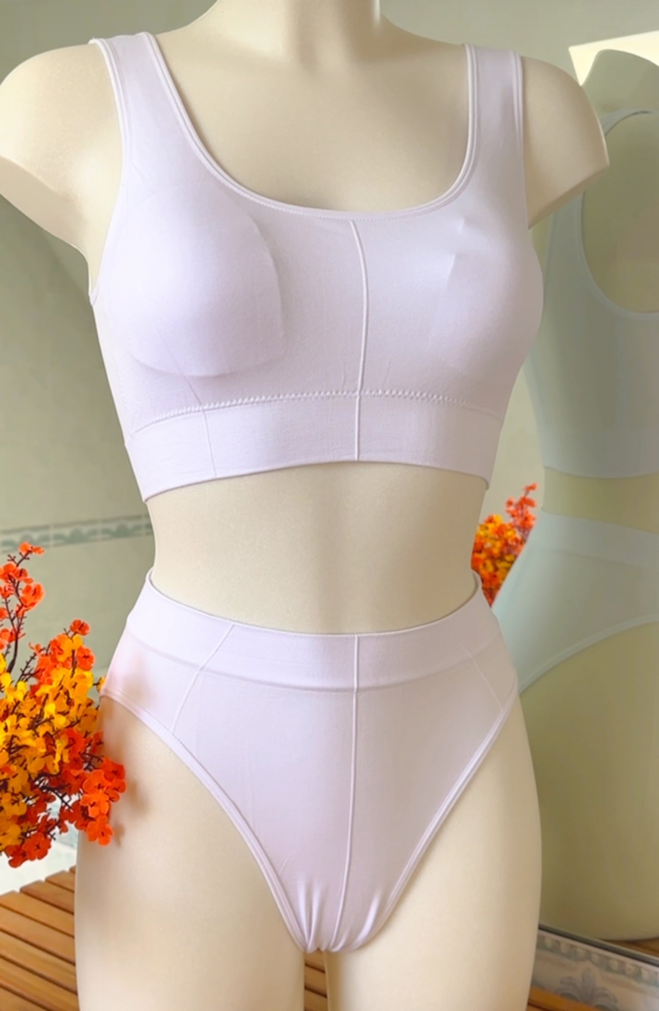 Wide Strap Bralette and High Waisted Brief Set