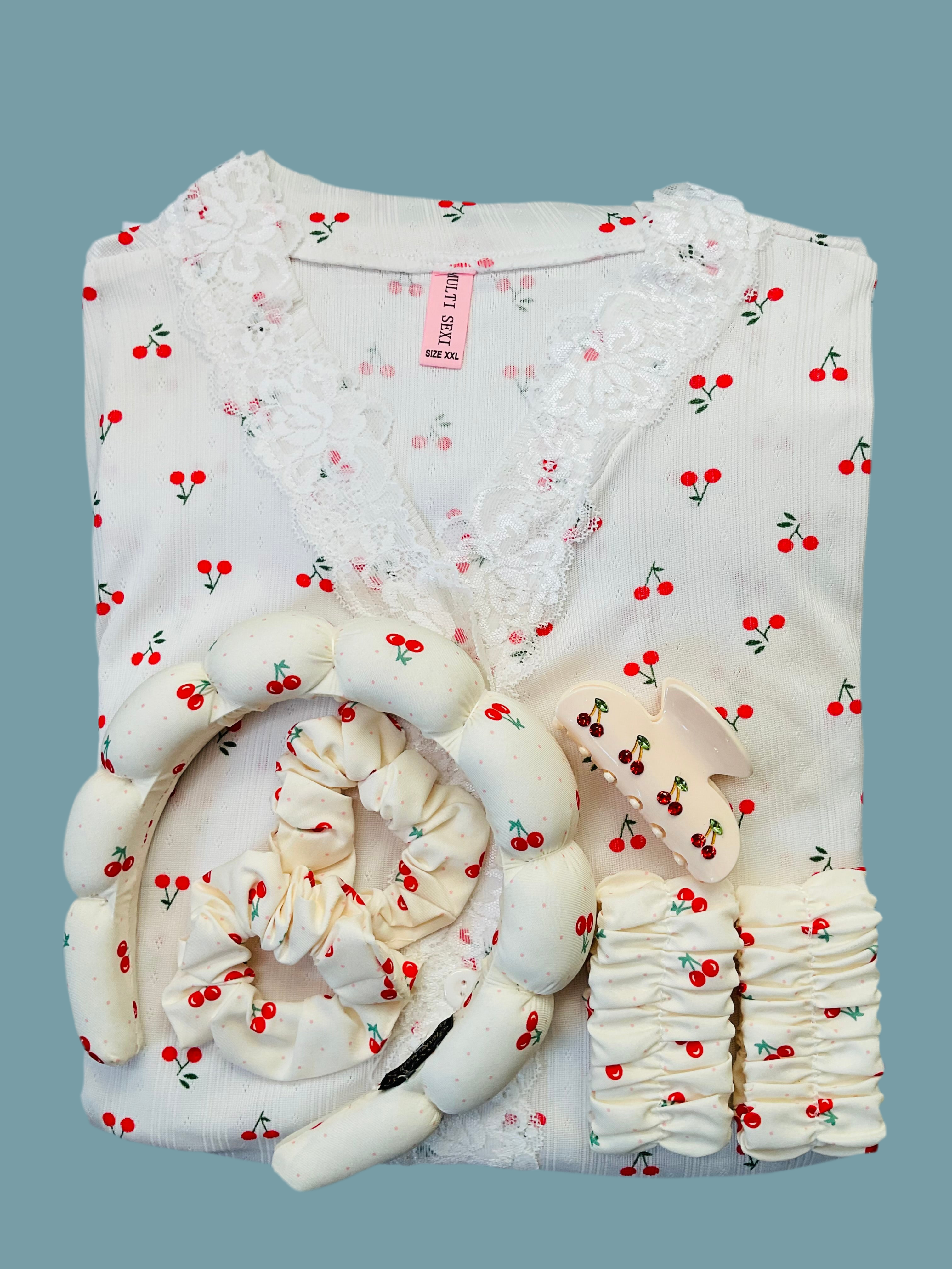 Coffret premium pyjama imprimé cerise