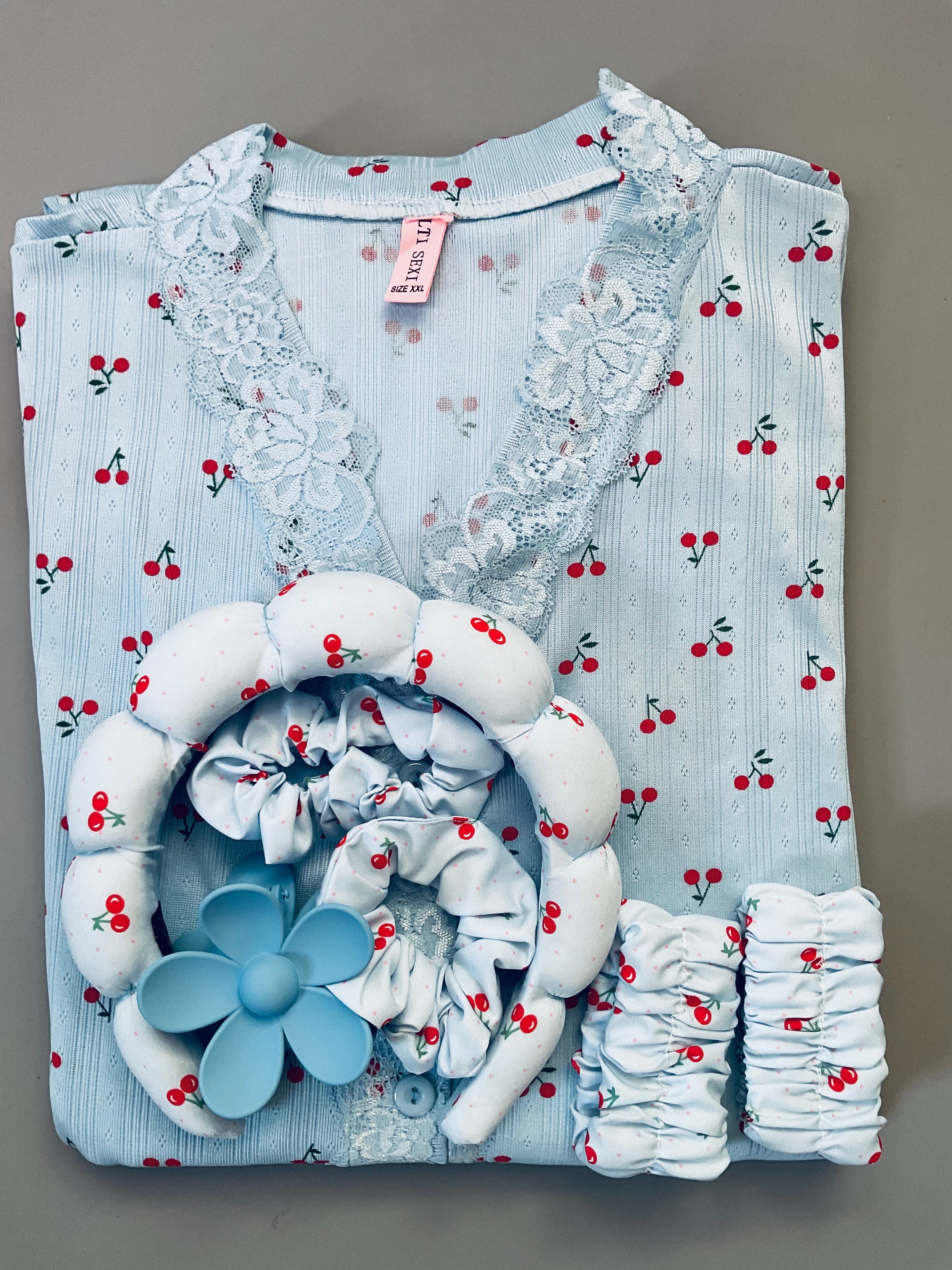 Coffret premium pyjama imprimé cerise