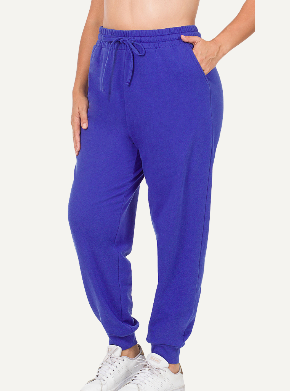 Fleece jogging pants with side pockets